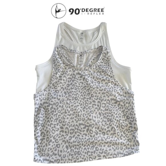 Yogalicious 90 Degree by Reflex Set of 2 Yoga Racerback Crop Tops - Picture 1 of 6